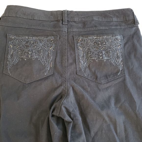 Gloria Vanderbilt Jeans Womens 6 29x30 Black Jordyn Bootcut Embroidered Beaded - Picture 6 of 16